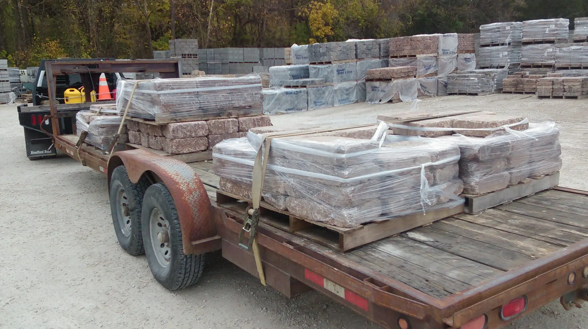 bricks loaded on a truck
