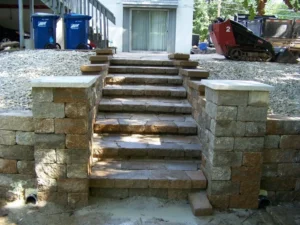 closeup of stone cladding stairs