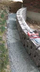 a compound wall construction in progress
